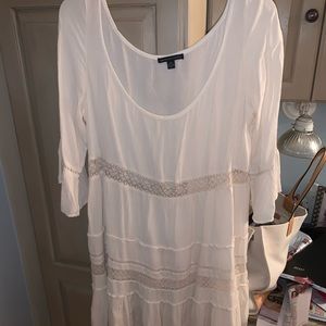 Long sleeve sheer dress. Cream color.